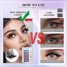 Jomay無膠自黏式假睫毛單簇自然可重複使用假睫毛,免費送出的眼睛彩妝 - 彩色 - 查看 5