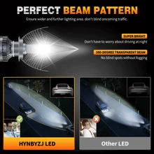 HYNBYZJ 2个装 H4 9005 HB3 H11 H7 H1 9006 HB4 LED灯泡，6000K白光，亮度提升300%，CSP LED芯片，适用于汽车雾灯替换，即插即用，12V