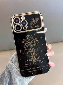 1 Ốp Điện Thoại Mạ Điện Có Cửa Sổ Lớn & Thiết Kế Bó Hoa Hồng Vàng Tương Thích Với IPhone 11 12 13 14paomax 15 - Nhiều màu - Xem 3