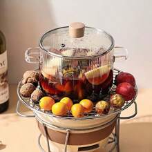 1 set Olla de cocina de vidrio con tapa, 54 oz Juego de utensilios de cocina de vidrio borosilicato resistente al calor, olla para cocinar a fuego lento con tapa para sopa, leche, comida para bebé - Olla sopera de vidrio+tapa - Ver 3