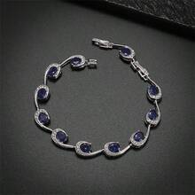 1pc Sparkling And Delicate Wave Design Gemstone Crystal Bracelet For Women - Waves - View 5