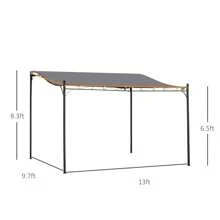 Outsunny 10' X 13' Outdoor Pergola Gazebo, Canopy W/ Drain Holes, Gray - Grey - View 2