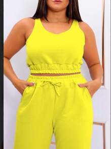 Women Two-Piece Outfits - 青檸色 - 查看 2