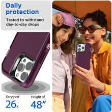 FOGEEK Iphone 16 手机壳兼容 iPhone 带皮带夹（多层保护）[防震] [防摔] [防滑]，三防重型支架保护壳（4 合 1） - 酒紅 - 查看 4