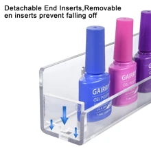 Organizador de esmalte de uñas de acrílico transparente con 6 estantes, 15 pulgadas de largo para 66-90 botellas de esmalte de uñas, estantes flotantes de acrílico multiusos