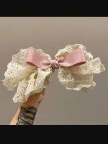 1入新款法式風格少女蕾絲蝴蝶結優雅髮夾
