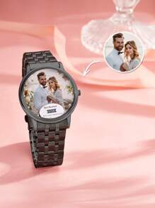 1pc Customized Engraved Photo Watch With Metal Strap, Photo Watch Gift For Boyfriend, Husband, Men, Personalized Photo Watch, Birthday, Graduation, Wedding, Father's Day Gift