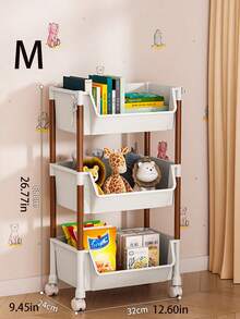 1 pièce Étagère de rangement pour jouets pour enfants debout à domicile, à étages multiples et mobile, étagère de rangement multifonctionnelle pour collations - Blanc - Voir 6