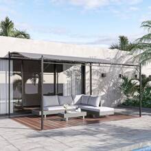 Outsunny 10' X 13' Outdoor Pergola Gazebo, Canopy W/ Drain Holes, Gray - Grey - View 1