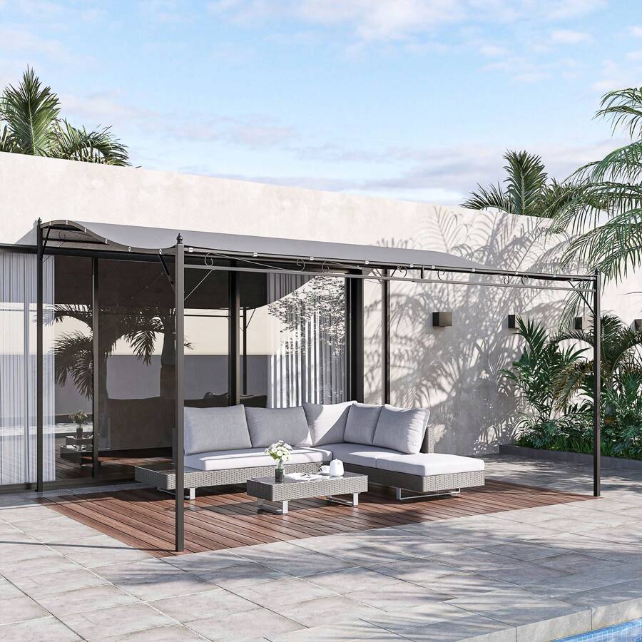 Outsunny 10' X 13' Outdoor Pergola Gazebo, Canopy W/ Drain Holes, Gray - Grey - View 1
