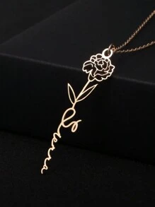 定制垂直生日花名字项链，现代母亲节礼物，情人节礼物，周年纪念礼物，毕业礼物，圣诞礼物，家庭高端礼物，送给朋友和同学 向日葵 时尚，秋季时尚，简约，简单，休闲，老钱，可爱定制，个性化，独特 送给女朋友，妈妈，家人，朋友，女儿 周年纪念日、情人节、母亲节、生日、毕业典礼、日常穿着、婚礼、舞会的理想礼物