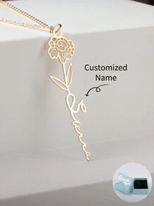 定制垂直生日花名字项链，现代母亲节礼物，情人节礼物，周年纪念礼物，毕业礼物，圣诞礼物，家庭高端礼物，送给朋友和同学 向日葵 时尚，秋季时尚，简约，简单，休闲，老钱，可爱定制，个性化，独特 送给女朋友，妈妈，家人，朋友，女儿 周年纪念日、情人节、母亲节、生日、毕业典礼、日常穿着、婚礼、舞会的理想礼物