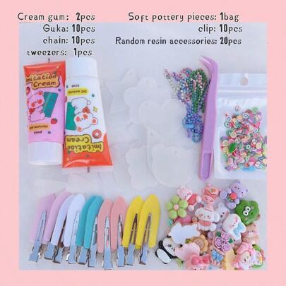 Polymer Clay & Resin Diy Accessories Set For Hairpins, Hairclips, Etc, Gift For Others