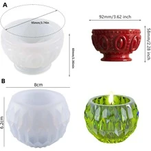 Moldes de silicona para macetas de concreto, moldes de silicona para macetas de cemento y arcilla, moldes redondos de resina para tazón y moldes para hacer velas y jabones - Blanco - Ver 2