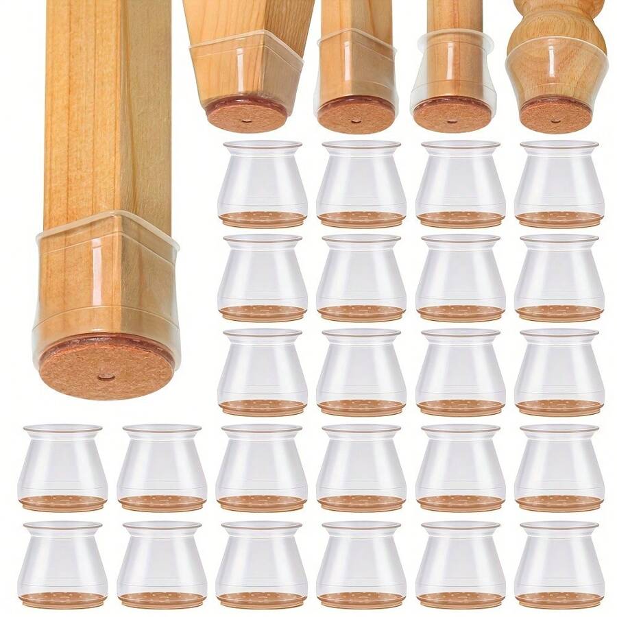 24 piezas Funda Universal para Silla y Mueble, Almohadilla Antideslizante y Silenciosa para Patas de Sillas con Fieltro para Reducción de Ruido