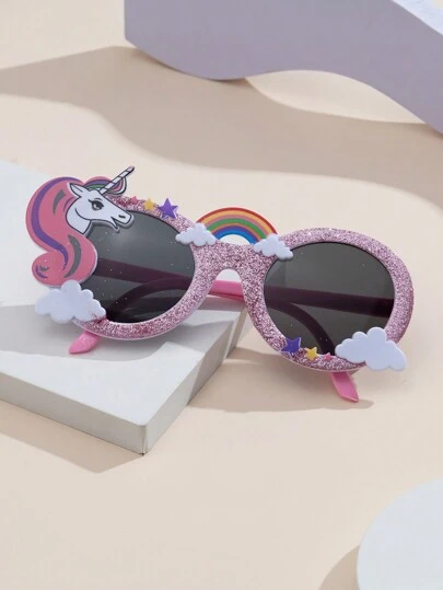 1 st. Barn' Fashionabel Enhörning Regnbåge Oval Dekorerad Glasögon