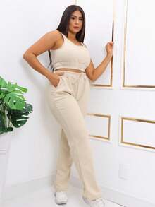 Women Two-Piece Outfits - 卡其色 - 查看 8