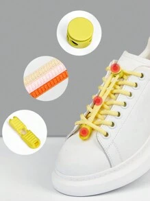 1雙彈性無根鞋帶,無根彈性鞋帶,適用於兒童和成人,具有強力鎖定和快速鞋帶功能 - 黃色 - 查看 4