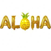 5Pcs Hawaiian Gold Aloha Reusable Helium Balloons With Pineapple For Birthday Party Decoration Gift,Christmas - Multicolor - View 1