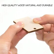 60pcs Blank Wooden Keychain Rectangle Wooden Keychain Tags, Ideal For Personalizing Key Chains, Engraving DIY Tags For Key Crafts; 60 Wood Sheets + 60 Key Rings + 60  Ropes - Brown - View 3