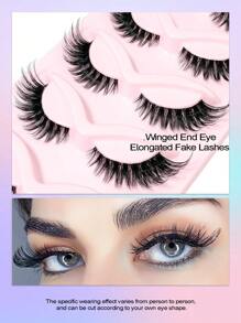 Asiteo 5对卡通风格3D自然透明假睫毛，蓬松柔软交叉猫眼睫毛，精致自然睫毛嫁接，化妆假睫毛 - 眼尾拉長款 - 查看 3