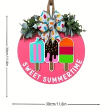 Summer Front Door Decorations | Ice Cream | Summer Wreath | Sweet Summer Time | Summer Front Door Wreath | Summer Coat Rack | Summer Door Wreath - Pink - View 2
