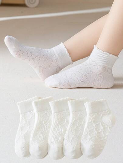5 paires de chaussettes mi-mollet respirantes de princesse pour filles, tailles de tout-petits à enfants (1-2, 2-3, 3-8, 8-12 ans), printemps/automne