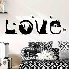 BRUP Đen Mèo 'LOVE' Hình bóng Loại bướm Thú cưng Dán tường Đối với Phòng ngủ Phòng khách Nhà mèo Đồ trang trí Đề can tường - Nhiều màu - Xem 6