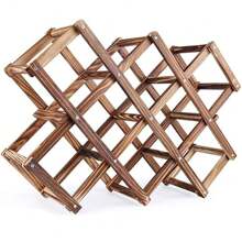 LIVINGANDHOME Living And Home Decorative Foldable Solid Wood Stackable Wine Rack,Wine Storage Shelf Organizer For Tabletop 10 Wine Bottle Holder - Brown - View 1