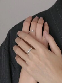 1 对独特设计奢华玫瑰形情侣戒指情人节、妈妈、母亲、母亲节、礼物