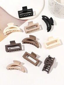 10 件/套迷你哑光奶茶色发夹，带空心方形和新月设计，可爱简约的发饰，适合任何场合，发夹，发夹，发夹，接发夹，学校用品，学院秋冬发夹，适合度假装扮女士
