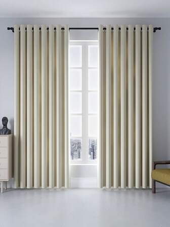 1pc Simple Comfortable Style Solid Color High Blackout Curtain, Delicate & Smooth Texture, Soft Handle, Good Verticality