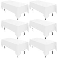6 Pack Polyester Tablecloth 60 X 102 Inch  Polyester Table Cloth For 6 Foot Rectangle Tables, Stain And Wrinkle Resistant Washable Table Cover For Kitchen Wedding Banquet Restaurant Party Outdoors Camp Out Picnic Multiple Colors,Weddings Graduation Season Outdoor Events Entertain Guests - 白色 - 查看 1
