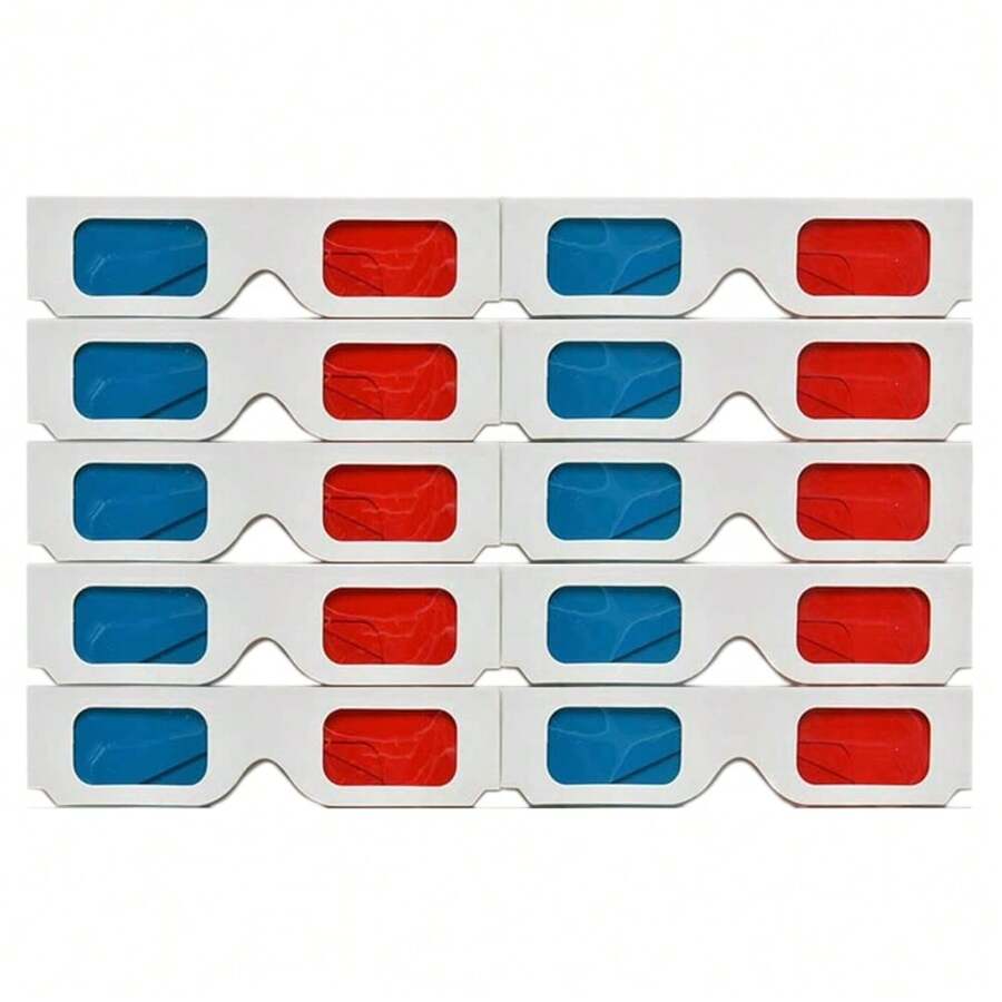 Gafas 3D, 10 pares de lentes estéreo de papel rojo y azul para gafas 3D de papel anaglifo - Multicolor - Ver 1