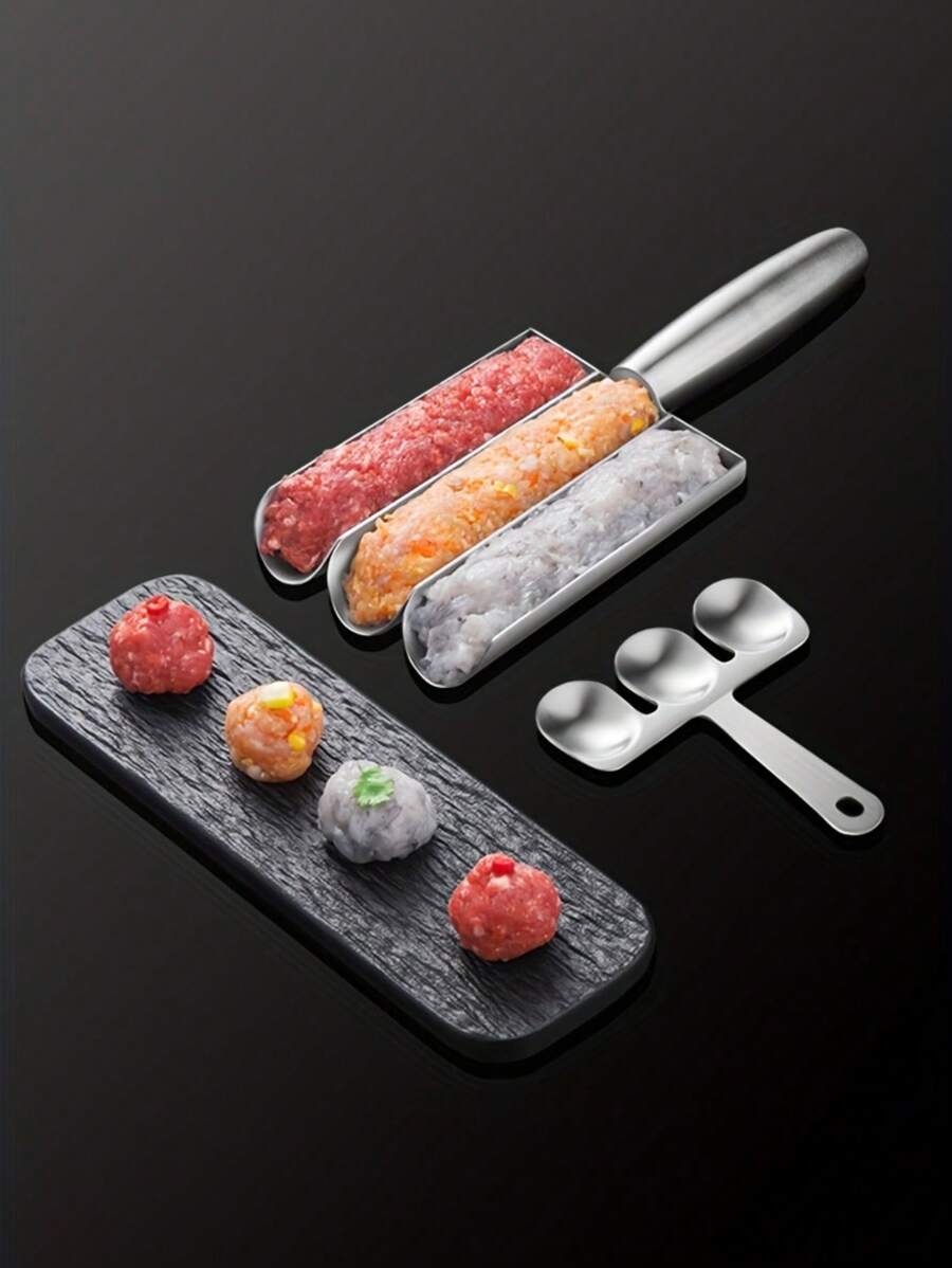 2入組肉丸製作器,手動肉丸製作器,廚房肉丸製作器附刮刀,家庭肉丸製作器,肉丸勺,肉丸勺製作器,不粘魚圓製作器,廚房用品,廚房工具