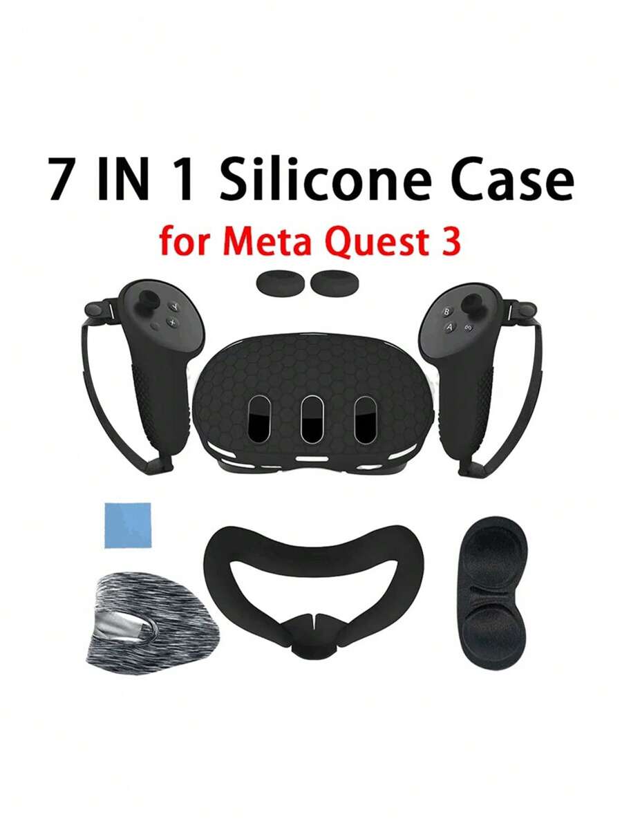 Meta Quest 3操縱器用矽膠保護套,防滑防摔vr配件 - 黑色 - 查看 1