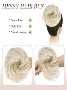 1 chiếc búi tóc rối Scrunchies nối dài tóc xoăn gợn sóng búi tóc tổng hợp rối cho nữ (màu trắng sữa) - trắng - Xem 4