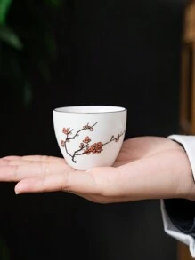 1入組北歐風格復古梅花陶瓷茶杯，ins風格茶杯，家庭飲用杯，創意收藏酒杯，節日禮物，生日祝福 - 彩色 - 查看 2