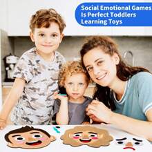 Actividades de aprendizaje socioemocional para niños - 6 juegos de mesa de sentimientos familiares, materiales didácticos de juguetes sensoriales, juguetes educativos de habla para niños pequeños de 1 2 3+ años, escolares, estudiantes, artículos de oficina, útiles escolares
