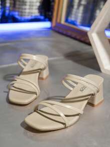 Damski Wiosna / Lato Otwarte palce Gruby Wysokie obcasy Sandały Z Miękka skóra I Gruby obcas Podewszwa , Wiele stron Paski , Zamienny do Płaskie buty Minimalistyczny , Wszechstronny I Elegancki , Garnitur Dla Codzienna odzież , Festiwal Muzyczny , Data , Wydajność , Piwo Festiwal I Impreza na basenie - Beżowy - Zobacz 4