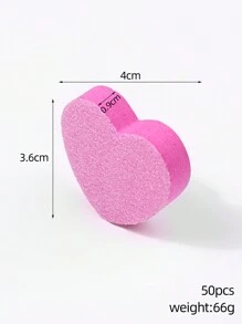 klimonla 50 miếng mút đánh bóng móng tay hình trái tim mini, dụng cụ dũa móng tay, mút đánh bóng chăm sóc móng, vật tư cho kỹ thuật viên làm móng. - Hồng - Xem 6