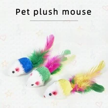 貓互動玩具,填充絨布老鼠造型玩具,適合小貓玩耍和咀嚼,適用於室內貓