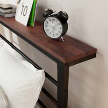 Allewie Modern Bed Frame With 4.7" Headboard Shelf, Heavy-Duty Platform Bed Frame, No Box Spring Needed, Black Shelf/ Brwon Shelf * Bed Frame Queen Queen Bed Frame Bed Frame Full Full Size Bed Frame King Size Bed Frame Twin Bed Frame Room Decor Home Decor Christmas Decor Bedroom Decor Valentine Day Decor Storage Living Room Decor Furniture House Decor - màu nâu - Xem 3