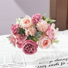 1 pieza Flor artificial de bola y rosa con bordado realista, adorno de centro de mesa para decoración y fotografía de bodas