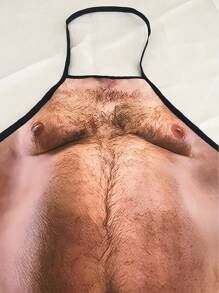 1pc Creative Funny Apron For Men With Big Belly Design, Suitable For Kitchen, Bbq, Home Party, Festival Gift - Multicolor - View 3