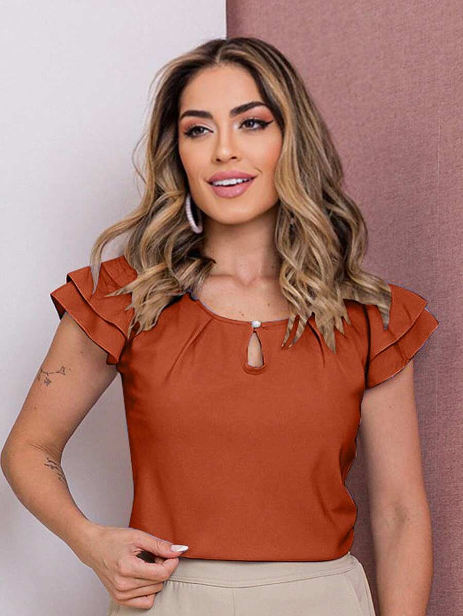 Blusa Feminina Babado manga curta Regata moda verão camiseta