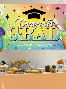 2024 Graduation Party Decoration Colorful Background Cloth,Congratulation Graduation Banner For 2024 Graduation Decorations And Graduation Party Supplies,Class Of 2024 Graduation Backdrop Banner. - Multicolor - View 2
