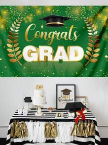 2024 Graduation Party Decorations, Green Graduation Background Cloth, Green And Gold Congrats Grad Banner - Class Of 2024 Graduation Decorations Graduation Backdrop For Graduation Ceremony - Blue - View 2