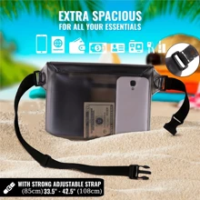 Túi đựng điện thoại màn hình cảm ứng chống nước có dây đeo thắt lưng có thể điều chỉnh - Giữ điện thoại của bạn khô ráo trong các hoạt động dưới nước. Túi đựng điện thoại di động chống nước cỡ lớn, túi đeo hông chống nước, túi đeo hông chống nước bằng nhựa PVC, dùng khi bơi lội, vui chơi ngoài trời, màn hình cảm ứng trong suốt. Túi đeo hông chống nước 3 lớp, chống nước, kín, lặn, bơi lội, túi đeo hông chống nước cho điện thoại di động - màu đen - Xem 3