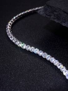 1 件闪耀合成钻石项链，女款 S925 纯银镀黄金迷人情人节精美女士珠宝礼物